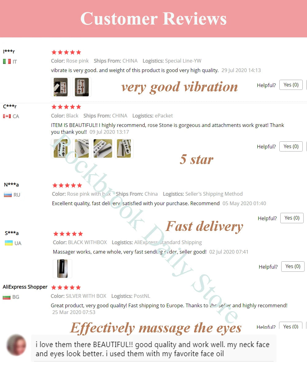 4 in 1 Vibrating Rose Quartz Roller Face Roller Eye Massager Jade Roller T/V Shaped Face Lifting Slimming Beauty Care Massager