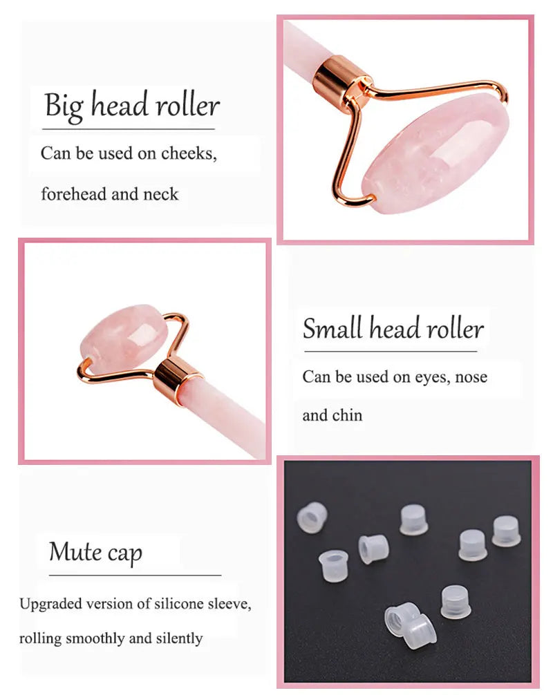 Rose Quartz Face Jade Roller Massagers Guasha Set Gua Sha Tools Natural Stone Gouache Scraper For Facial Massage Beauty Tool