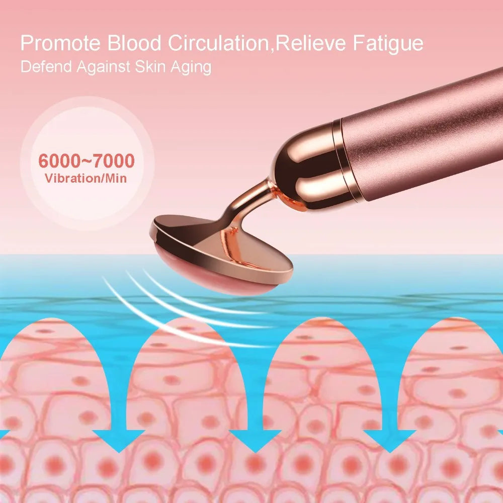 4 in 1 Vibrating Rose Quartz Roller Face Roller Eye Massager Jade Roller T/V Shaped Face Lifting Slimming Beauty Care Massager
