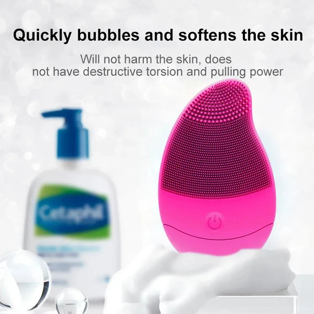 New Electric 6 Gears Massage Silicone Waterproof Facial Cleaning Brush Exfoliator Skin Care Face Mini Portable Sonic Vibration