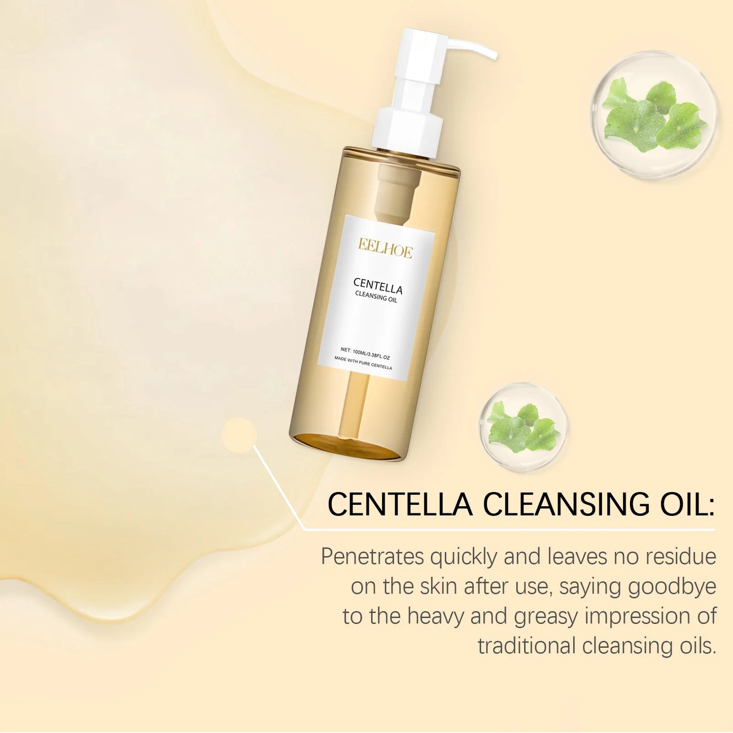 EELHOE Cleansing Remover Oil Facial Makeup Remover Moisturizing Face Refresher Cleaning Centella Asiatica Extract Vitamin E Oil