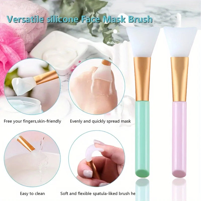 6 Pieces Face Brush Set, Manual Silicone Exfoliating Lip Brush Nose Cleansing Brush and Mask Brush for Facial Skin Care。