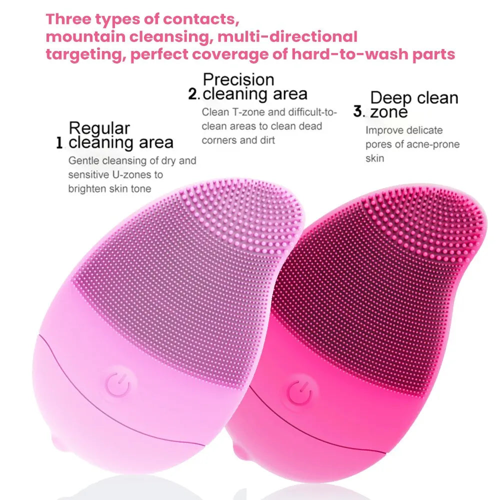 New Electric 6 Gears Massage Silicone Waterproof Facial Cleaning Brush Exfoliator Skin Care Face Mini Portable Sonic Vibration
