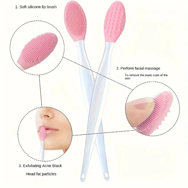 6 Pieces Face Brush Set, Manual Silicone Exfoliating Lip Brush Nose Cleansing Brush and Mask Brush for Facial Skin Care。
