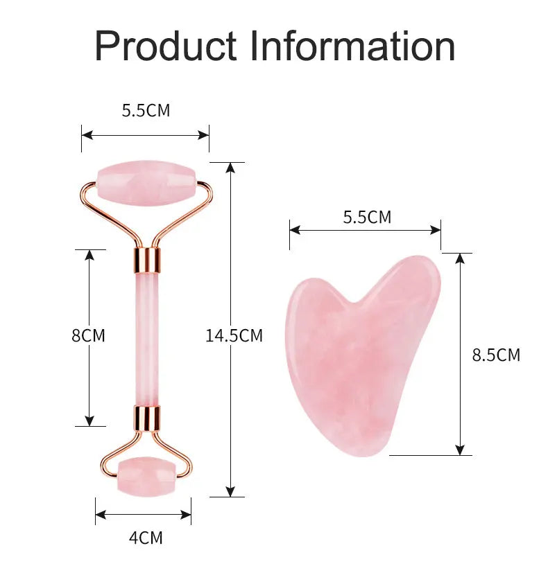 Rose Quartz Face Jade Roller Massagers Guasha Set Gua Sha Tools Natural Stone Gouache Scraper For Facial Massage Beauty Tool