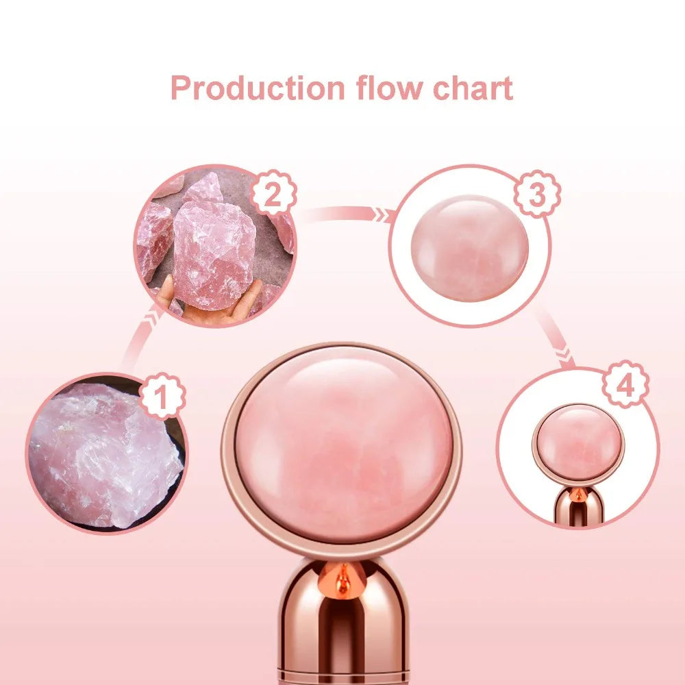 4 in 1 Vibrating Rose Quartz Roller Face Roller Eye Massager Jade Roller T/V Shaped Face Lifting Slimming Beauty Care Massager