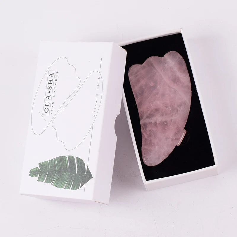Face Care Massage Roller Natural Rose Quartz Gua Sha Tool Health Skin Acupuncture Massager Neck Slimming Anti Wrinkle Cellulite