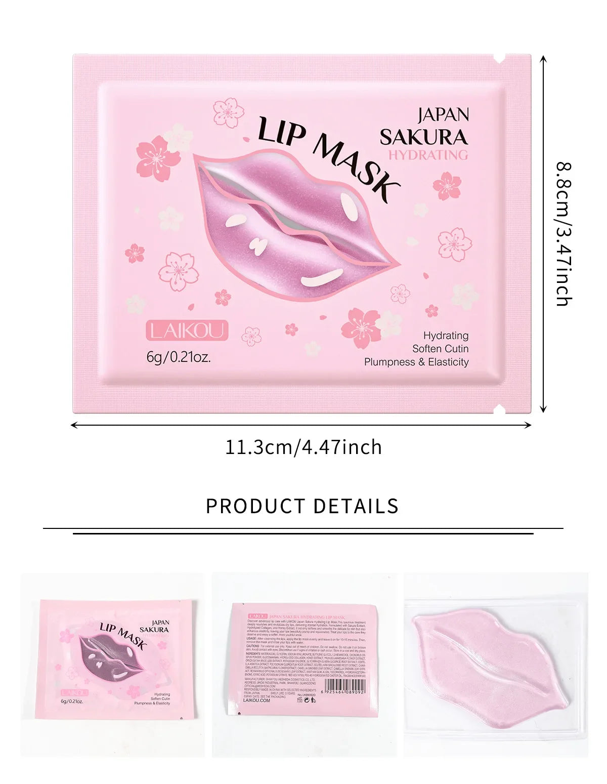 LAIKOU 5/10pcs Lip Mask Lip Care Moisturizing Hydrating Repair Lighten Lip Lines Labial Gel Patch Lips Pad Patches Care Products
