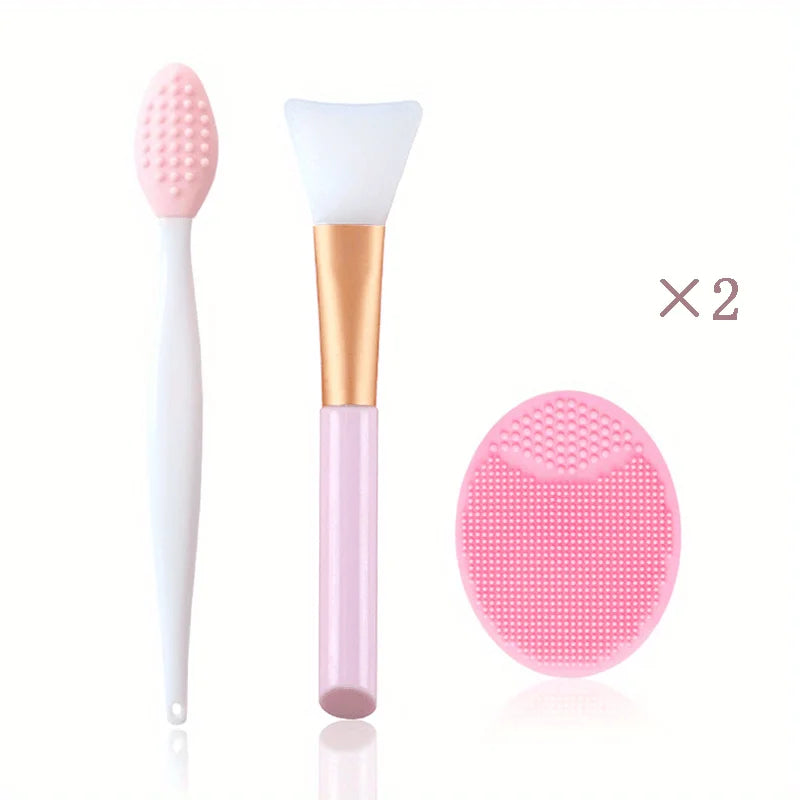 6 Pieces Face Brush Set, Manual Silicone Exfoliating Lip Brush Nose Cleansing Brush and Mask Brush for Facial Skin Care。