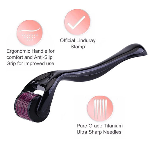 Derma Roller for Skin, Hair & Beard – Women and Men Titanium Microneedling Roller for Face & Scalp, Safe & Easy to Use 0.25mm