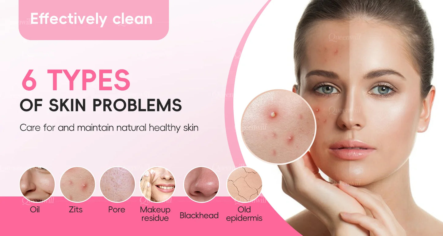 Silicone Electric Facial Cleansing Brush–6 Speeds,Heat application Waterproof&Deep Pore Cleanse Skin Cleansing Device Portable