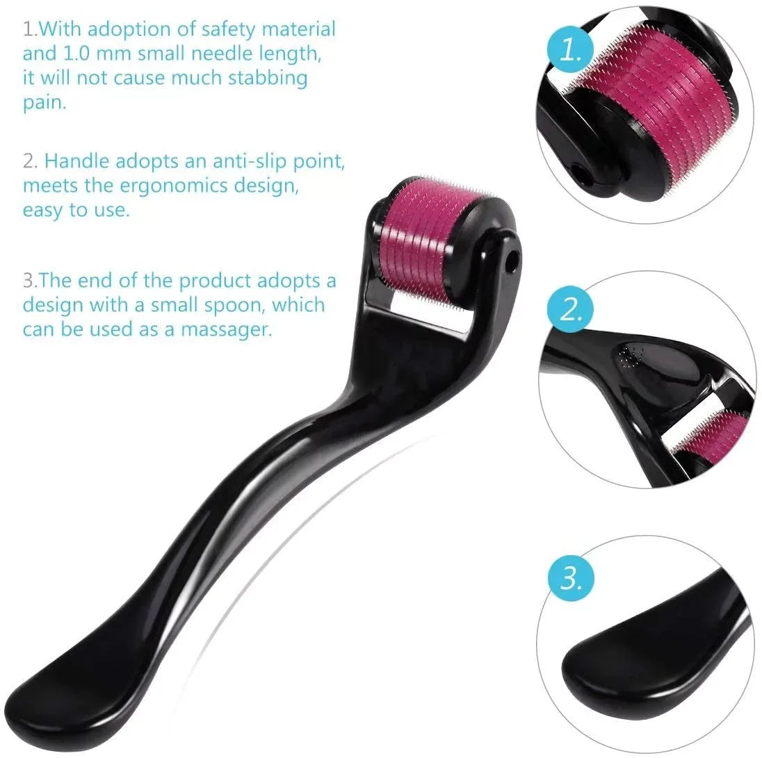 Derma Roller for Skin, Hair & Beard – Women and Men Titanium Microneedling Roller for Face & Scalp, Safe & Easy to Use 0.25mm