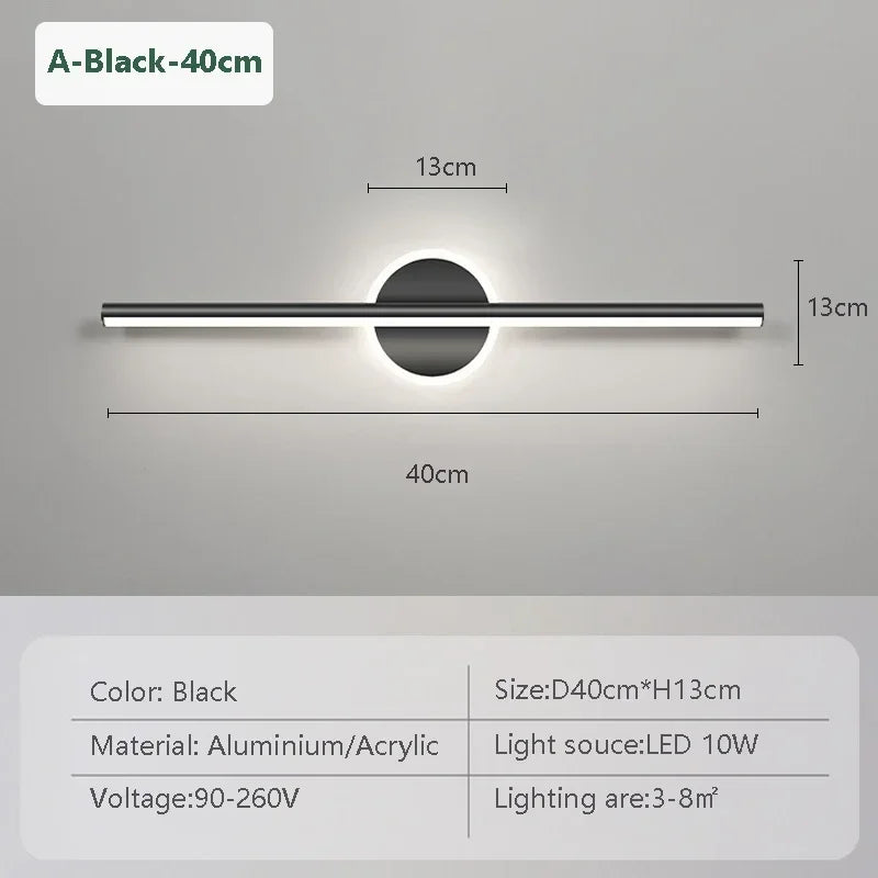 Modern LED Mirror Headlights With Simple Lines Wall Lamps For Indoor Bedrooms Living Rooms Kitchens Bathrooms Lighting Fixtures