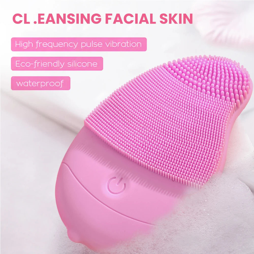 New Electric 6 Gears Massage Silicone Waterproof Facial Cleaning Brush Exfoliator Skin Care Face Mini Portable Sonic Vibration