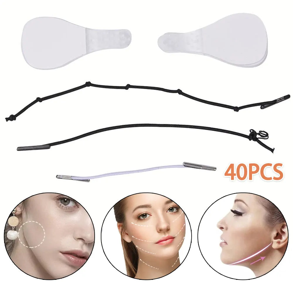 40Pcs Face Lift Tape Instant Invisible Face Lift Sticker Breathable Elastic Wrinkle Lifting Patch V-Line Face Makeup Lift Tools