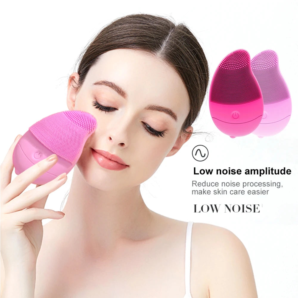 New Electric 6 Gears Massage Silicone Waterproof Facial Cleaning Brush Exfoliator Skin Care Face Mini Portable Sonic Vibration