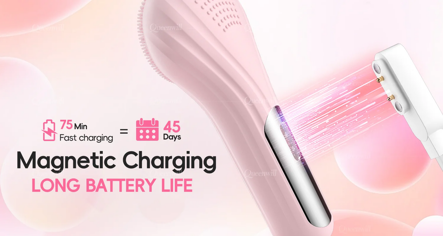 Silicone Electric Facial Cleansing Brush–6 Speeds,Heat application Waterproof&Deep Pore Cleanse Skin Cleansing Device Portable