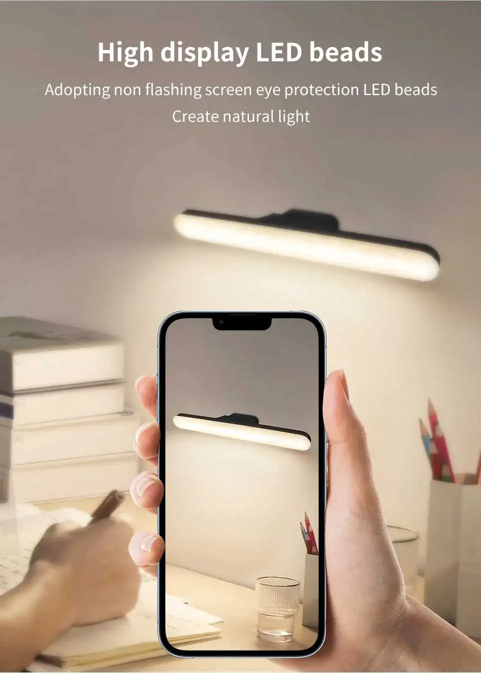 LED Mirror Front Makeup Light Eye Protection Reading Lamp Magnetic Touch Night Light for Dormitory Wardrobe Closet Lighting