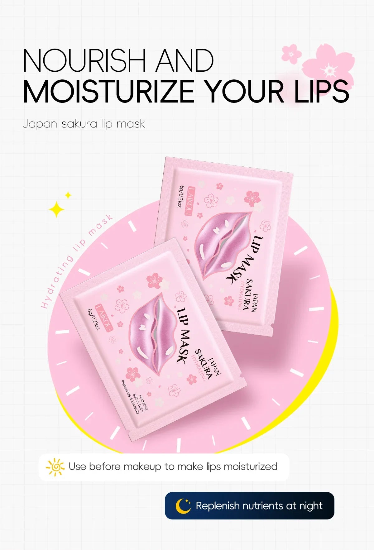 LAIKOU 5/10pcs Lip Mask Lip Care Moisturizing Hydrating Repair Lighten Lip Lines Labial Gel Patch Lips Pad Patches Care Products