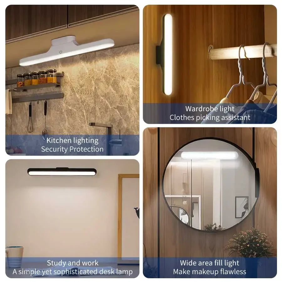 LED Mirror Front Makeup Light Eye Protection Reading Lamp Magnetic Touch Night Light for Dormitory Wardrobe Closet Lighting