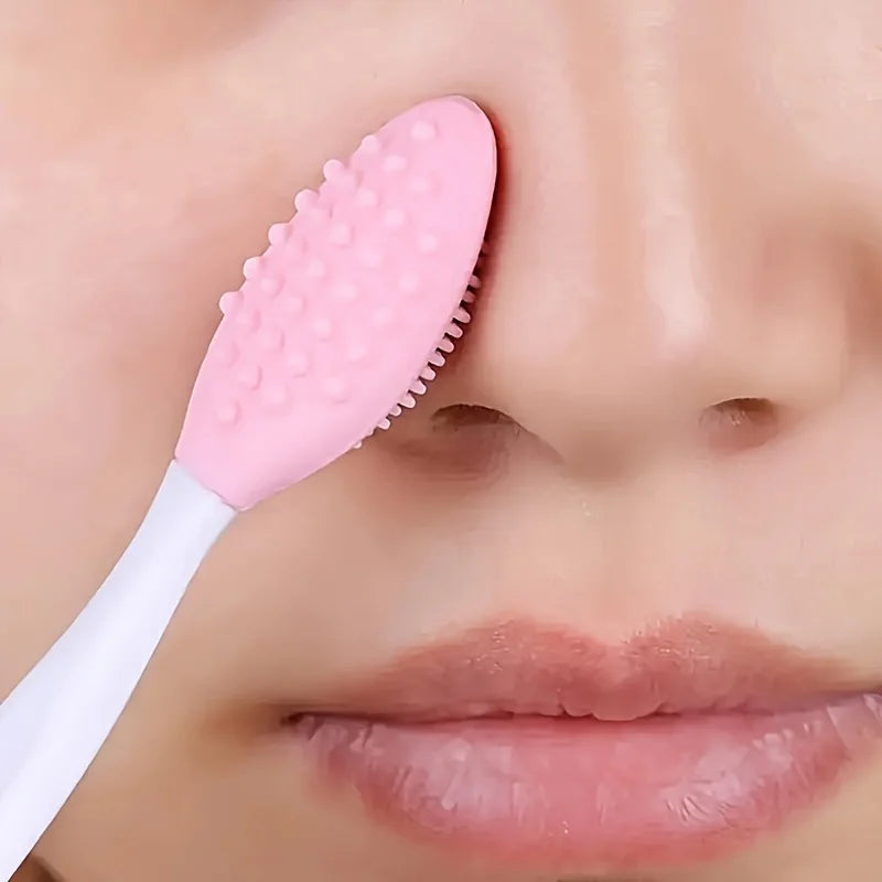 6 Pieces Face Brush Set, Manual Silicone Exfoliating Lip Brush Nose Cleansing Brush and Mask Brush for Facial Skin Care。