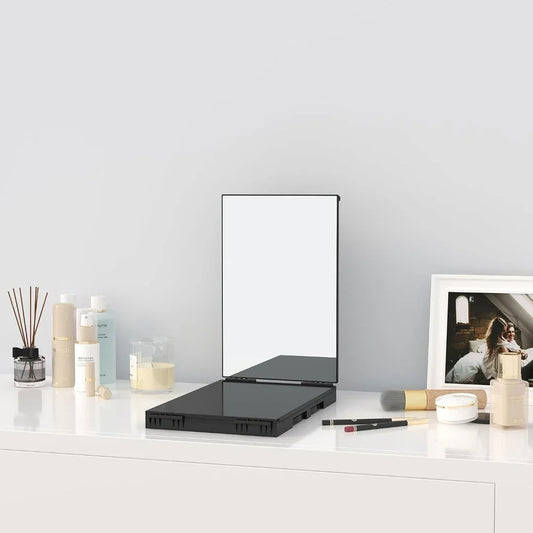LED Lights 3 Way Mirror for Self Hair Cutting Rechargeable 360° Mirror with Self Haircut Mirror with Height Adjustable Hooks