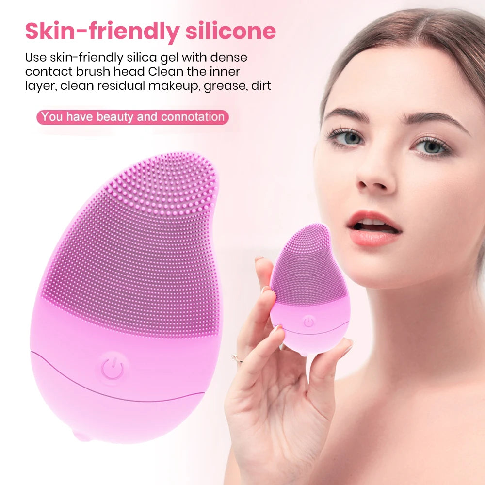 New Electric 6 Gears Massage Silicone Waterproof Facial Cleaning Brush Exfoliator Skin Care Face Mini Portable Sonic Vibration